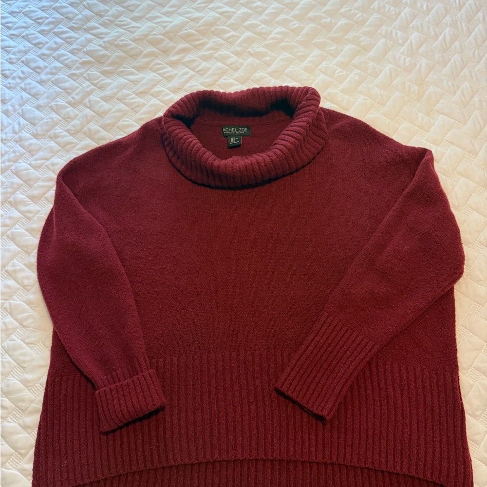 Rachel Zoe Deep Cranberry Red Cowl Neck Sweater